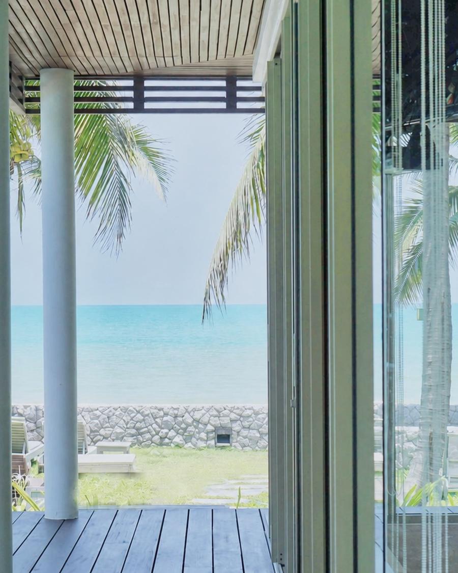 The Beachfront Pavilion terrace looking straight out to the Gulf of Thailand