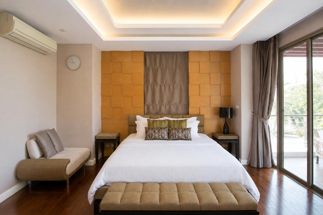 Upstairs: master bedroom with king bed and terrace doors