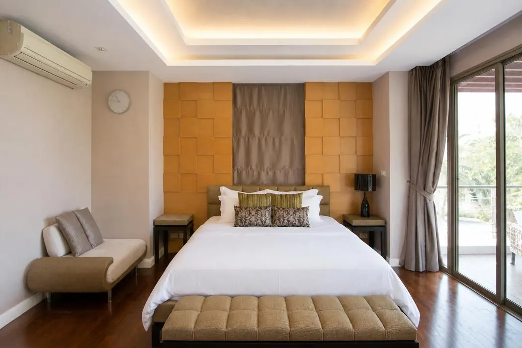 Upstairs: master bedroom with king bed and terrace doors