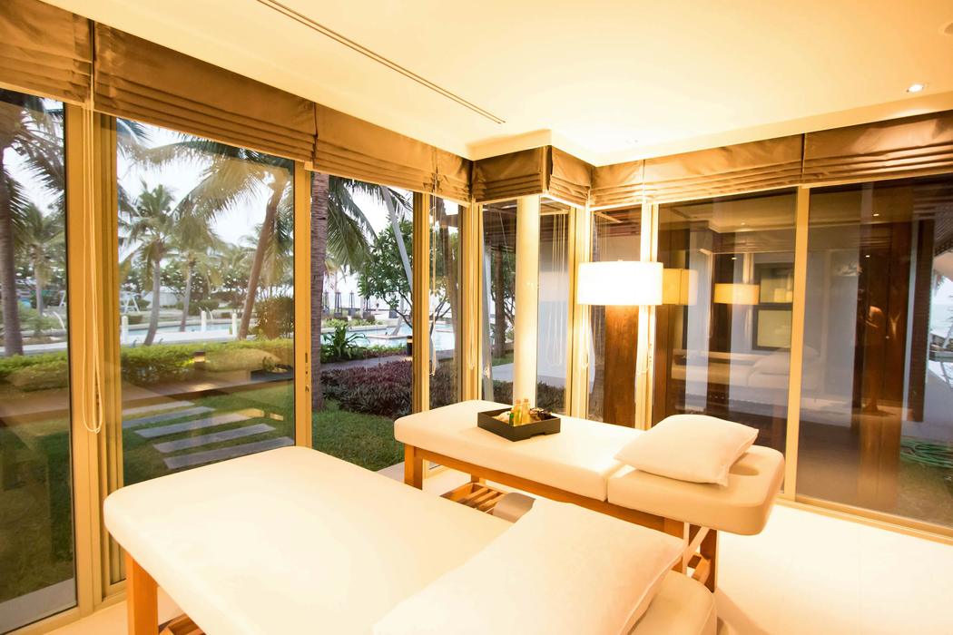 Two massage beds inside the Spa Pavilion