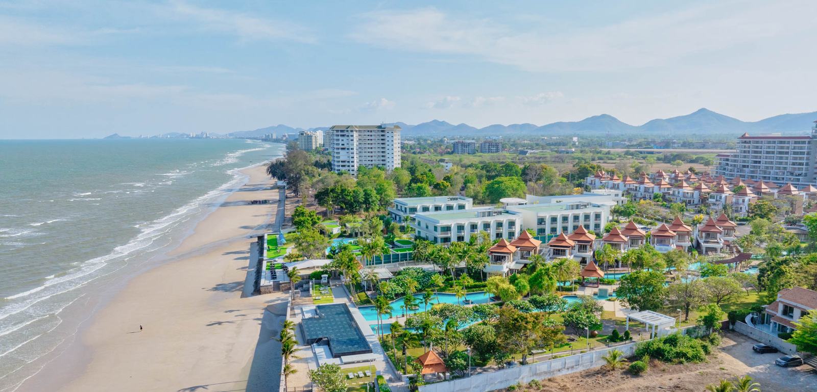 The Boathouse Estate on the Hua Hin shoreline, the beach running north towards the town